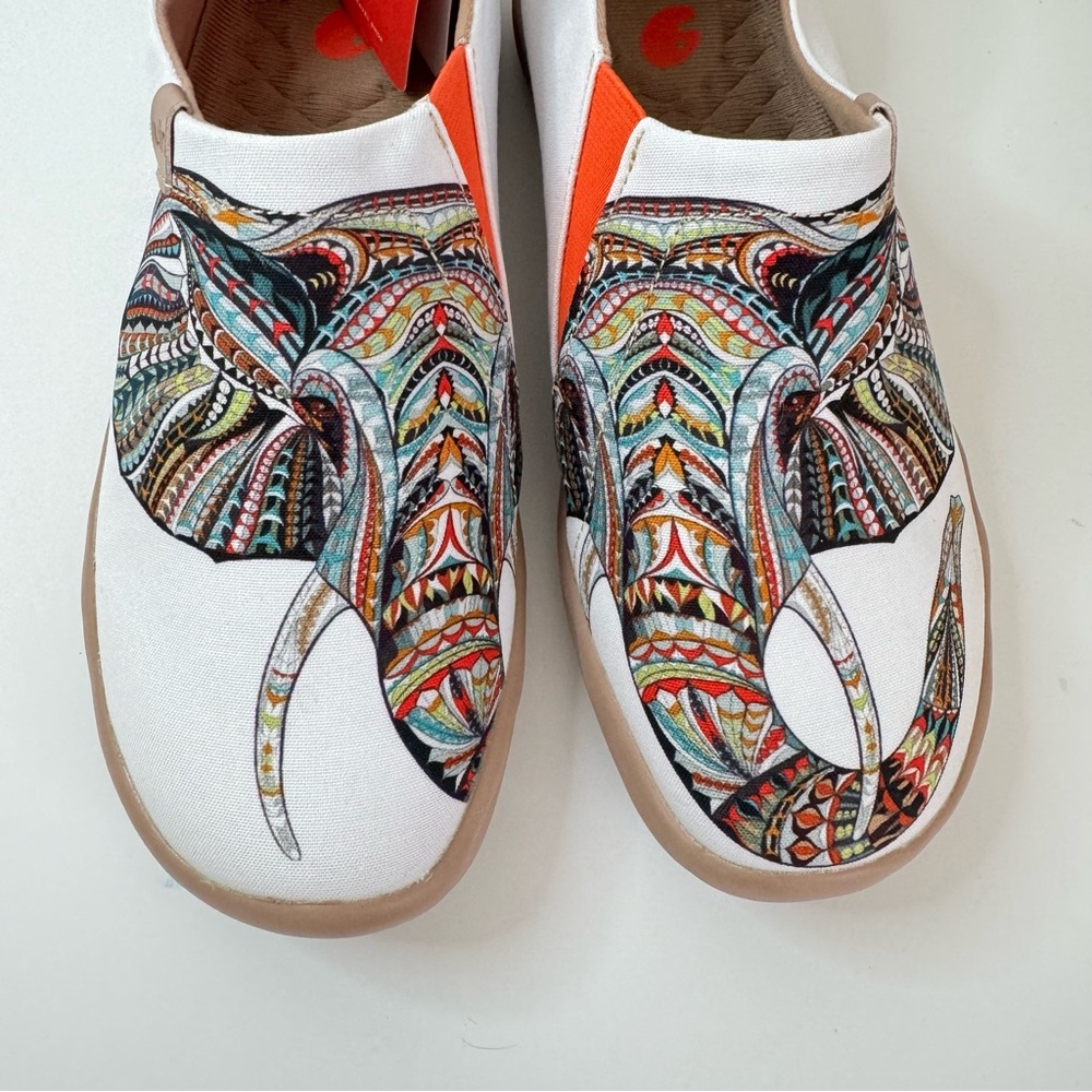UIN Size 7 Slip On Shoes Canvas Ganesha Elephant - Picture 10 of 16